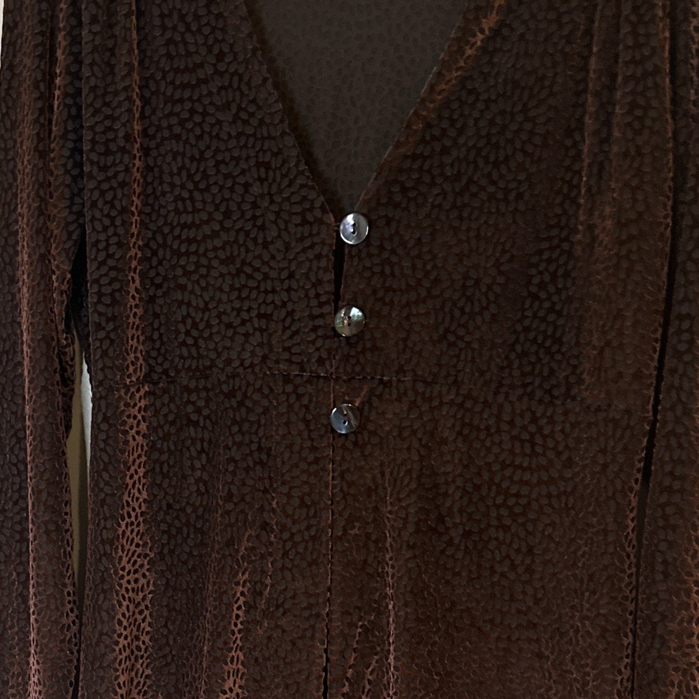 Chico’s Burnout Velvet Cardigan Brown Plum Textured Velvet Boho Peplum Top - Picture 7 of 9